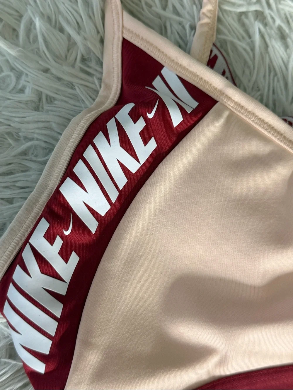 Nike Pink & Burgundy Logo-Trim Sports Bralette